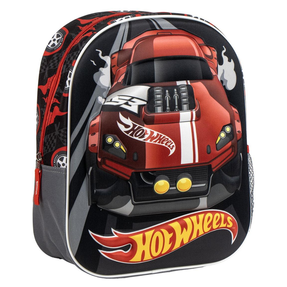 Zaino Asilo 3d Hot Wheels Borsa con Applicazioni 32 CM per Scuola Materna da Passeggio - 5873