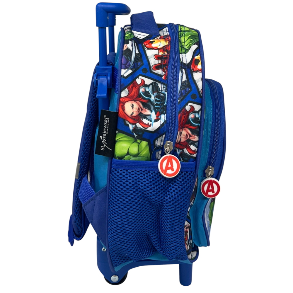 Zaino Asilo Trolley Avengers MARVEL con Tasca Frontale 30 Cm. Manico Allungabile - 673047