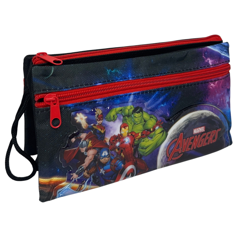 Tombolino Avengers MARVEL 3 Scomparti Bustina Astuccio Portacolori 22 CM - Av1337