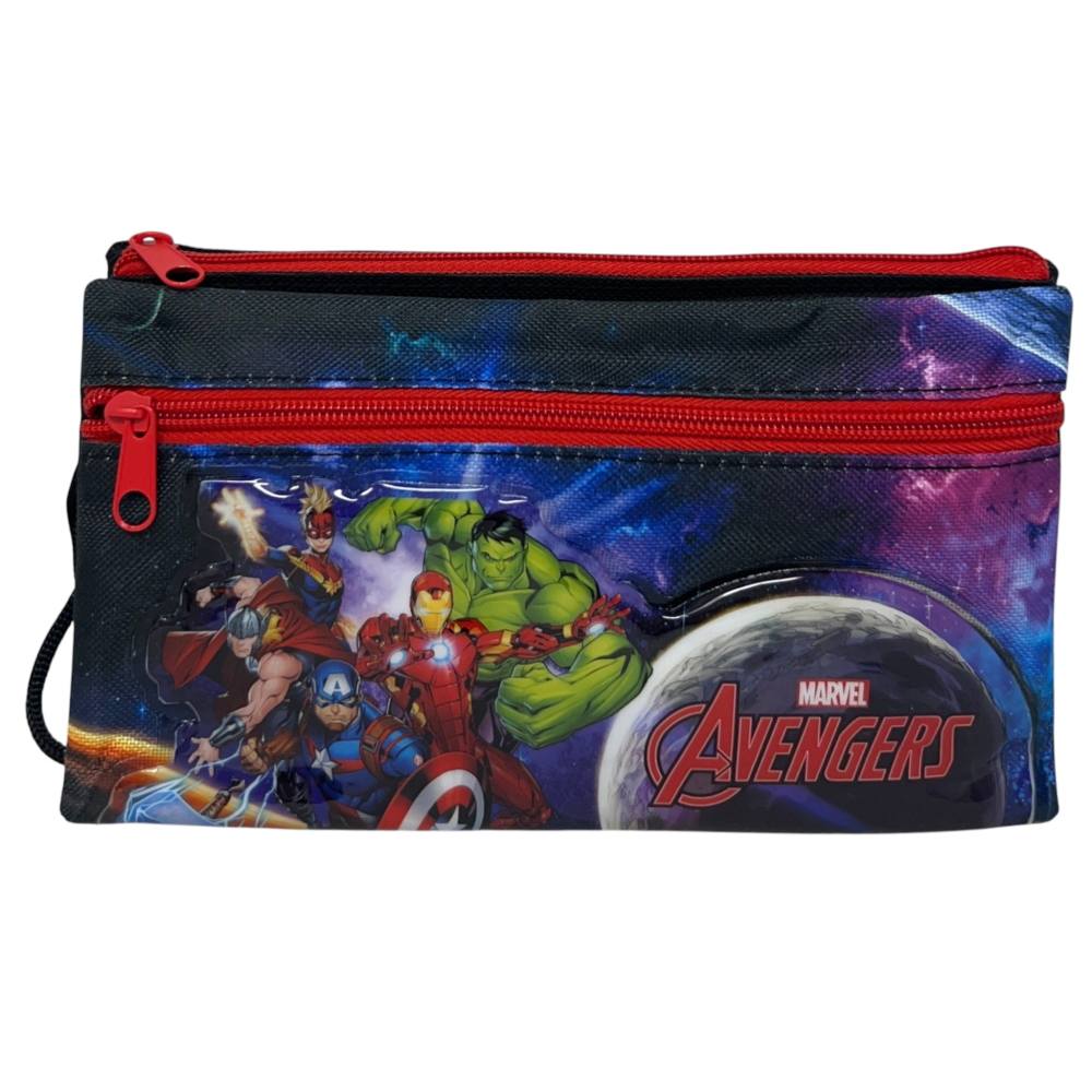 Tombolino Avengers MARVEL 3 Scomparti Bustina Astuccio Portacolori 22 CM - Av1337