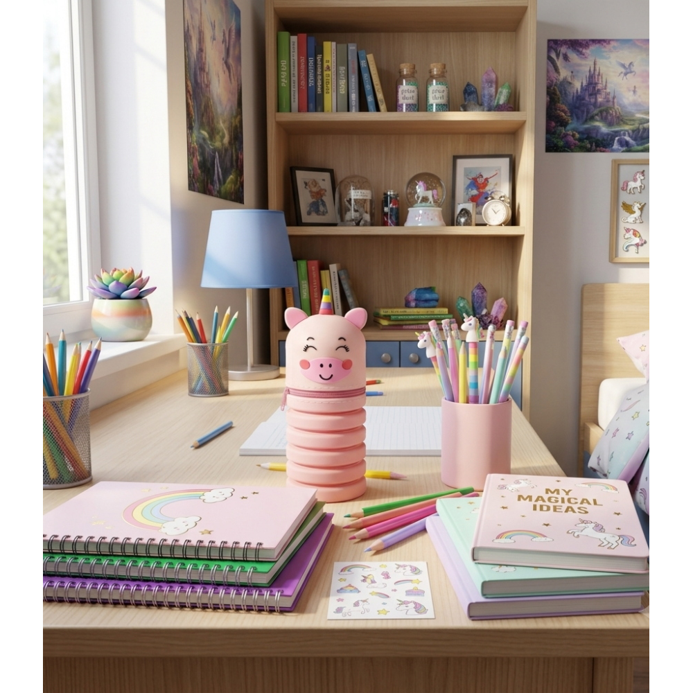 Tombolino in Silicone Unicorno Astuccio Estensibile Porta Cancelleria 20 CM - Uni1266