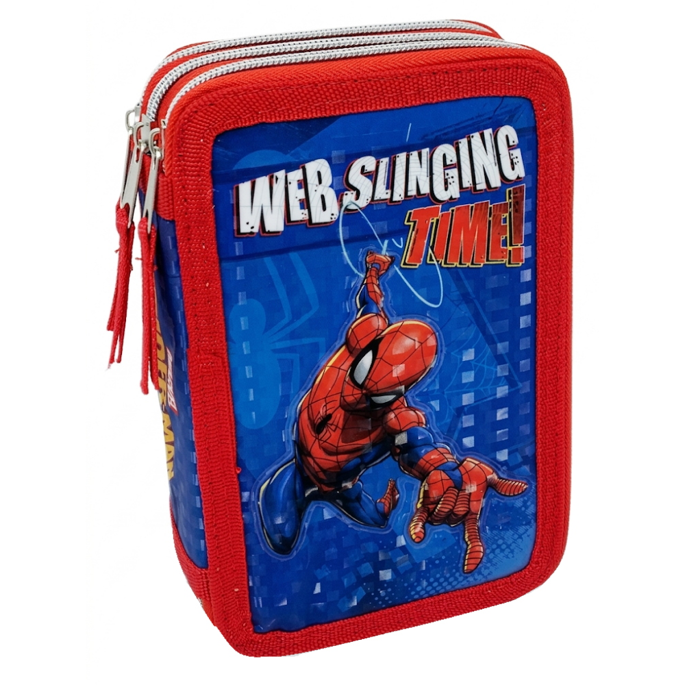 Astuccio Scuola 3d Spiderman MARVEL Multiscomparto 3 Zip Portacolori Pennarelli Giotto - Sp0832