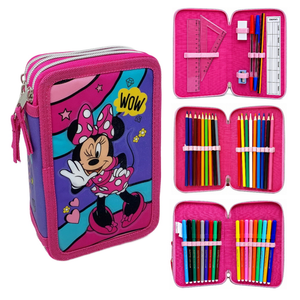Astuccio Scuola 3d Minnie DISNEY Multiscomparto 3 Zip Portacolori Pennarelli Giotto - Min0832