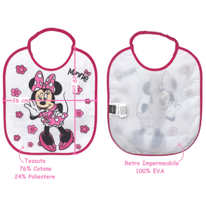 Set Asilo 3 Pezzi Minnie DISNEY Bavetta con Elastico Tovaglietta Sacca - Min0941