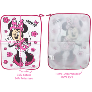 Set Asilo 3 Pezzi Minnie DISNEY Bavetta con Elastico Tovaglietta Sacca - Min0941