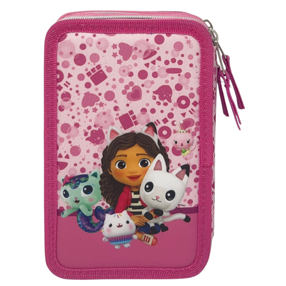 Astuccio Multiscomparto Gabby's Dollhouse 3 Zip per la Scuola Portacolori Giotto - Gab37-6468