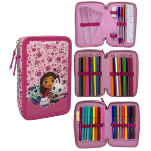 Astuccio Multiscomparto Gabby's Dollhouse 3 Zip per la Scuola Portacolori Giotto - Gab37-6468