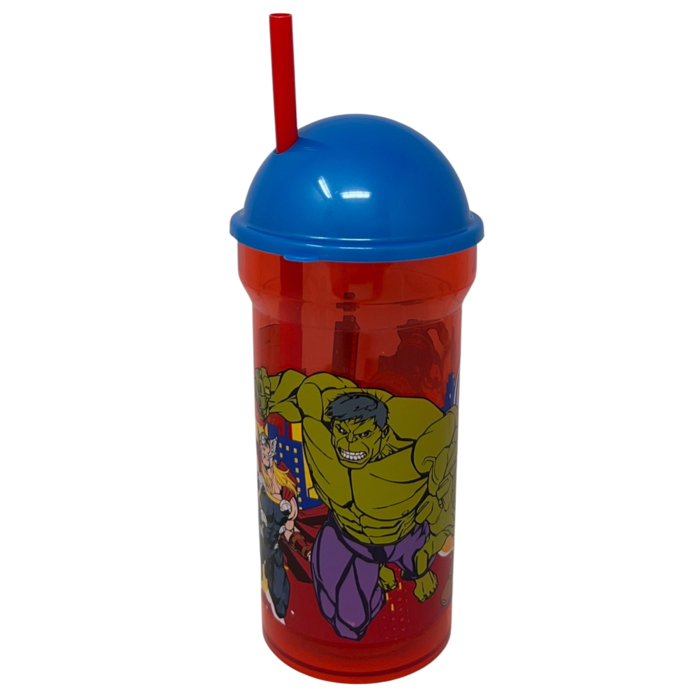 Bicchiere con Cannuccia Trasparente Avengers MARVEL 460 Ml Bpa Free - St80188