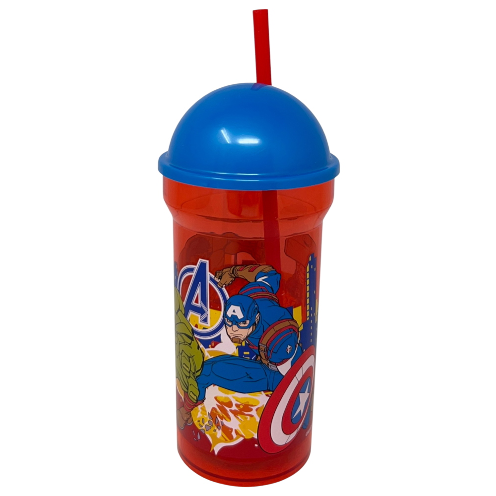 Bicchiere con Cannuccia Trasparente Avengers MARVEL 460 Ml Bpa Free - St80188