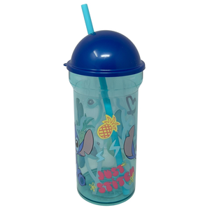 Bicchiere con Cannuccia Trasparente Stitch DISNEY 460 Ml Bpa Free - St75088