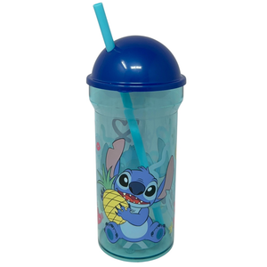 Bicchiere con Cannuccia Trasparente Stitch DISNEY 460 Ml Bpa Free - St75088