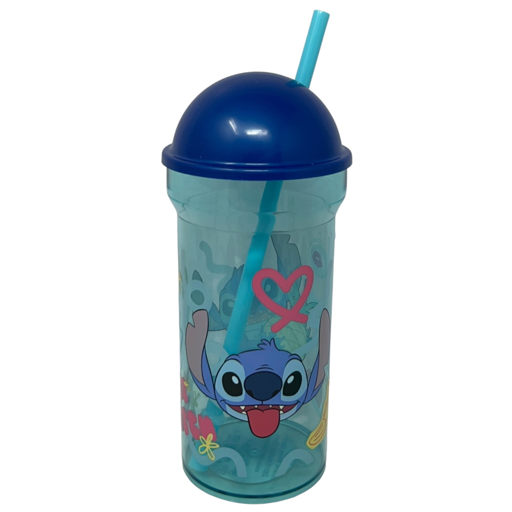 Bicchiere con Cannuccia Trasparente Stitch DISNEY 460 Ml Bpa Free - St75088