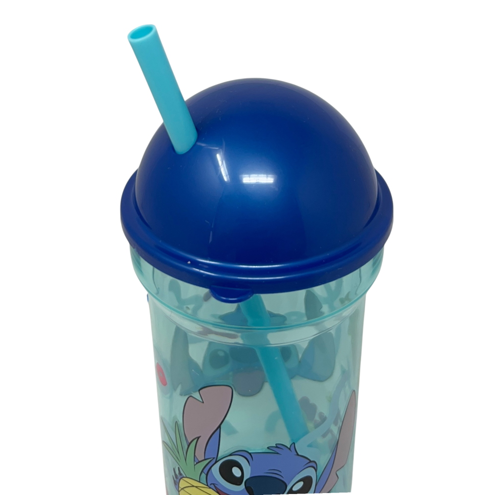 Bicchiere con Cannuccia Trasparente Stitch DISNEY 460 Ml Bpa Free - St75088