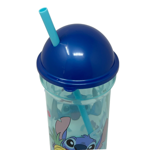 Bicchiere con Cannuccia Trasparente Stitch DISNEY 460 Ml Bpa Free - St75088