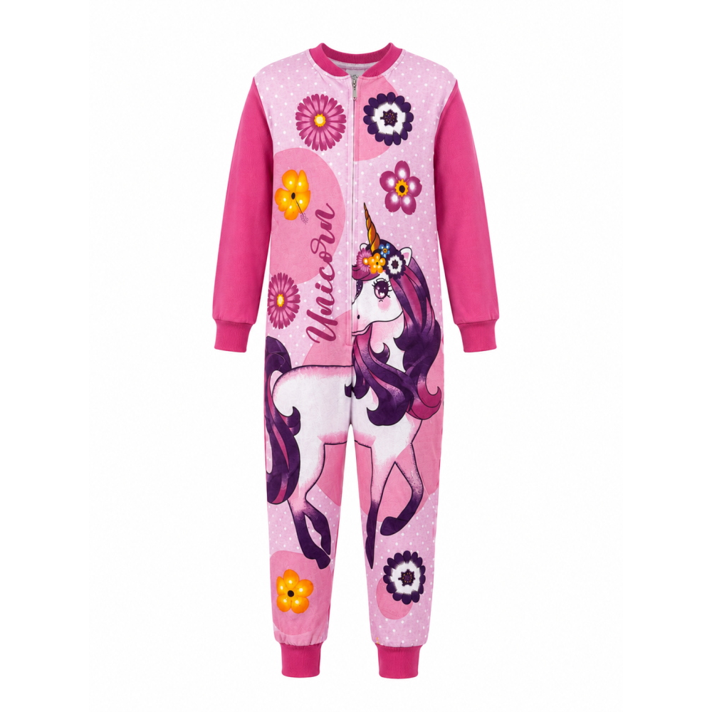 Pigiama Tutone Lungo Unicorno 100% Cotone Interlock - Uni0112rosa