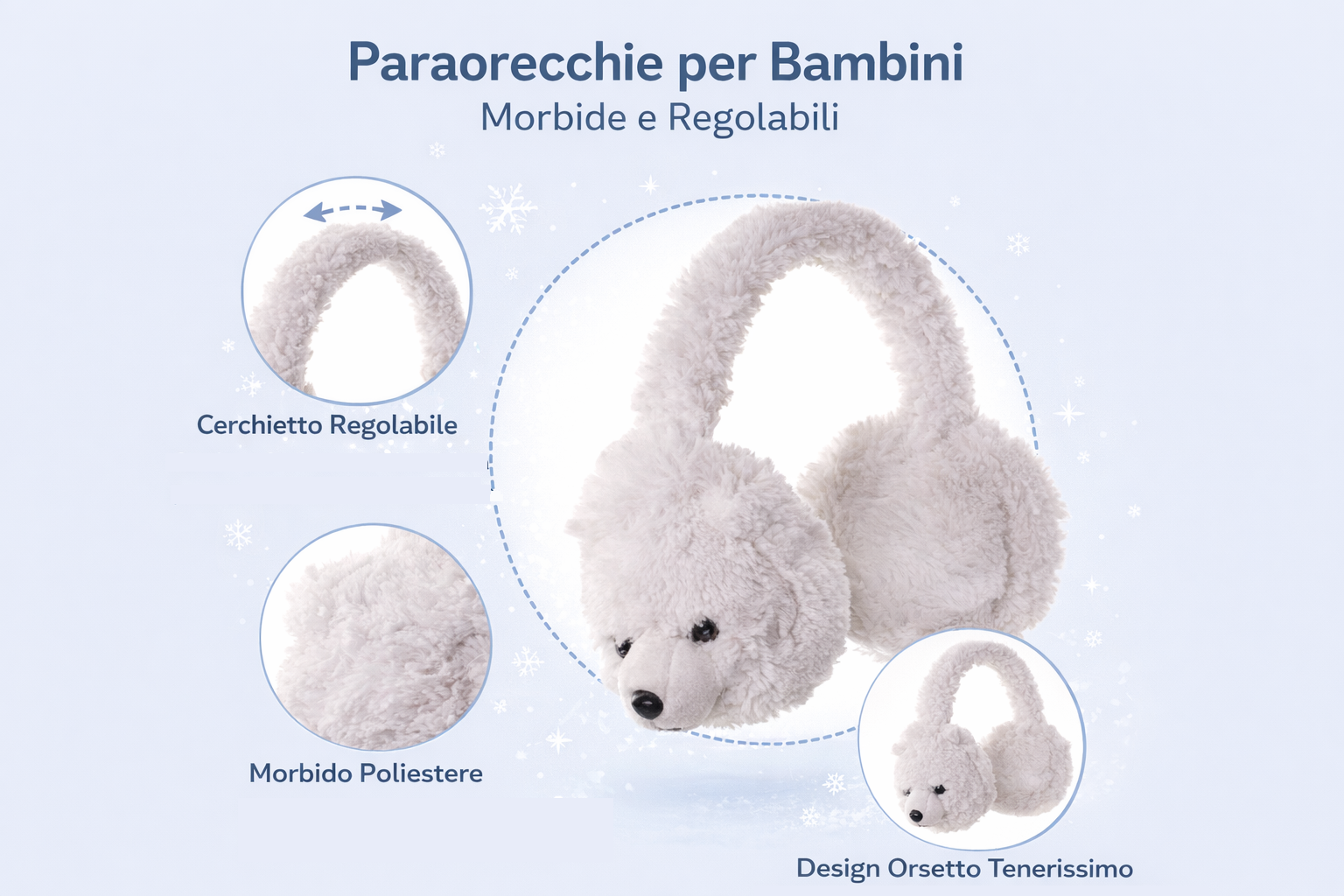 Paraorecchie Orso Polare Copriorecchie Regolabili - 4007694