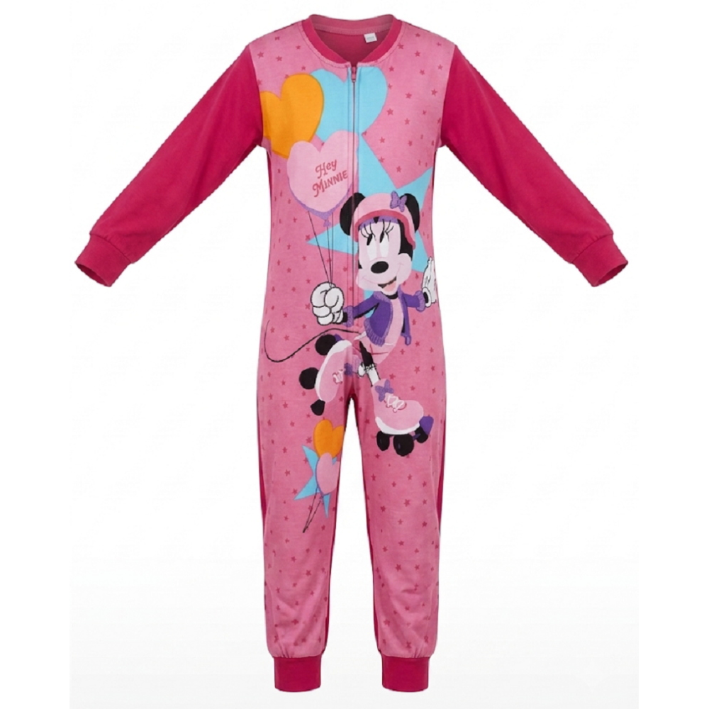 Pigiama Tutone Lungo Minnie Mouse DISNEY 100% Cotone Interlock - Min0050fuxia