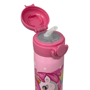 Borraccia Termica Unicorno in Acciaio Inox Apertura Pop-Up con Cannuccia 500 Ml - 40795851