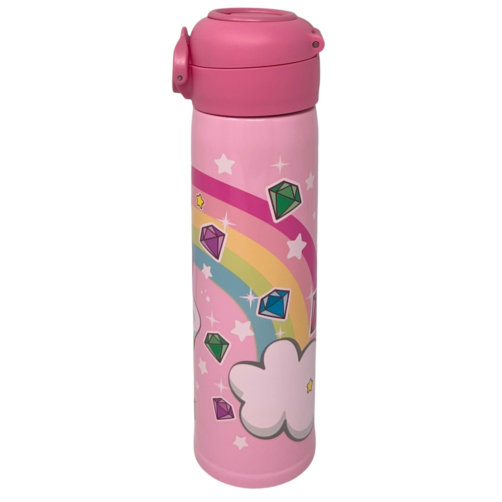 Borraccia Termica Unicorno in Acciaio Inox Apertura Pop-Up con Cannuccia 500 Ml - 40795851