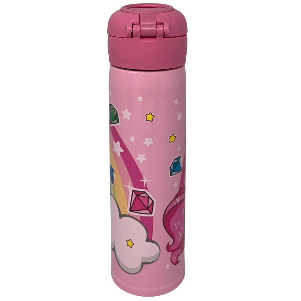 Borraccia Termica Unicorno in Acciaio Inox Apertura Pop-Up con Cannuccia 500 Ml - 40795851