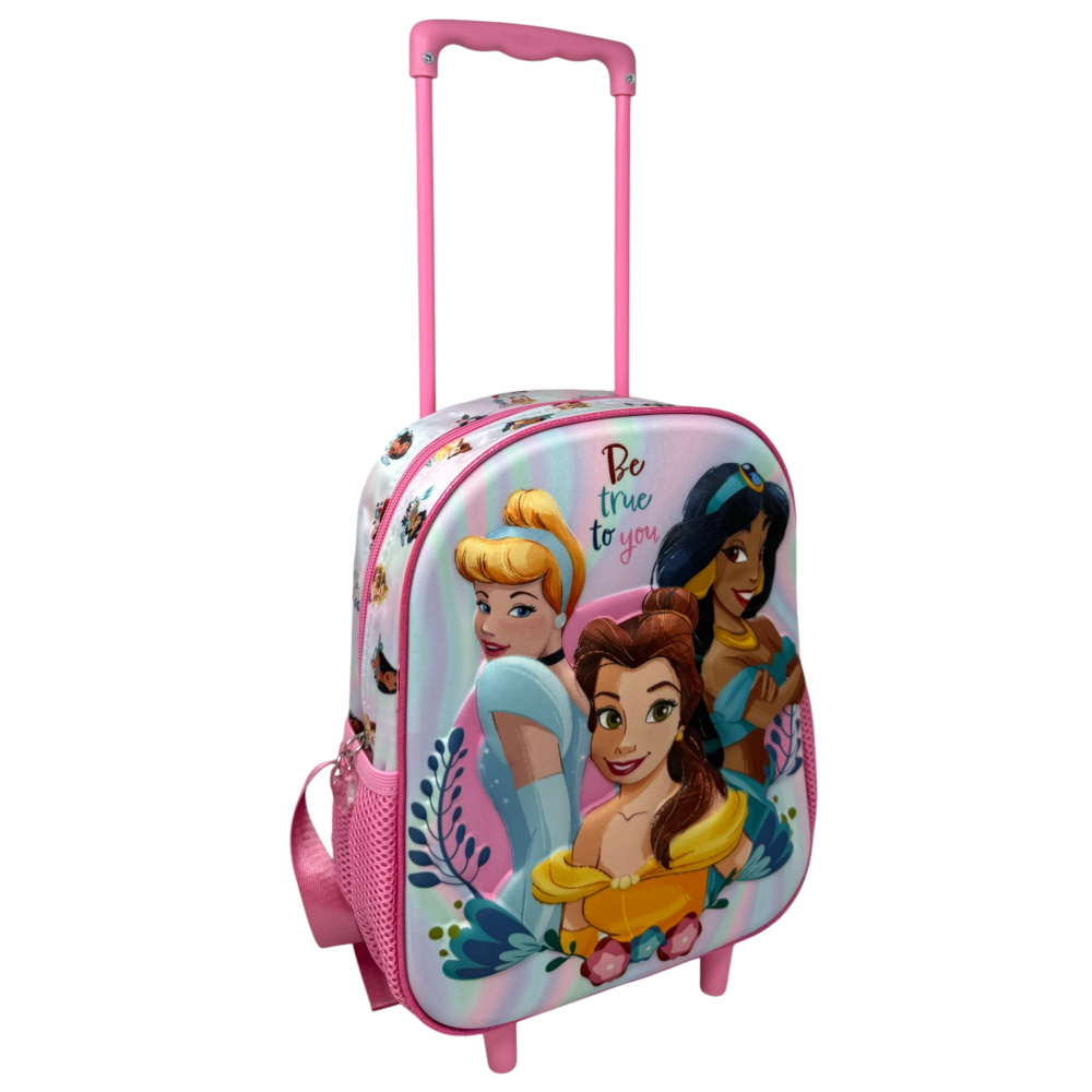 Zaino Asilo Trolley 3d Principesse DISNEY Zainetto 34 CM con Carrello per Scuola Materna - 08431