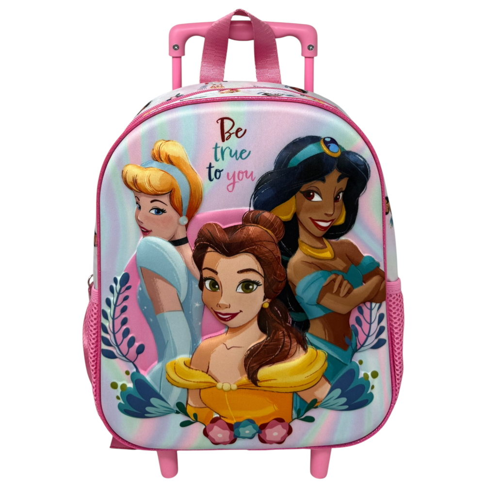 Zaino Asilo Trolley 3d Principesse DISNEY Zainetto 34 CM con Carrello per Scuola Materna - 08431