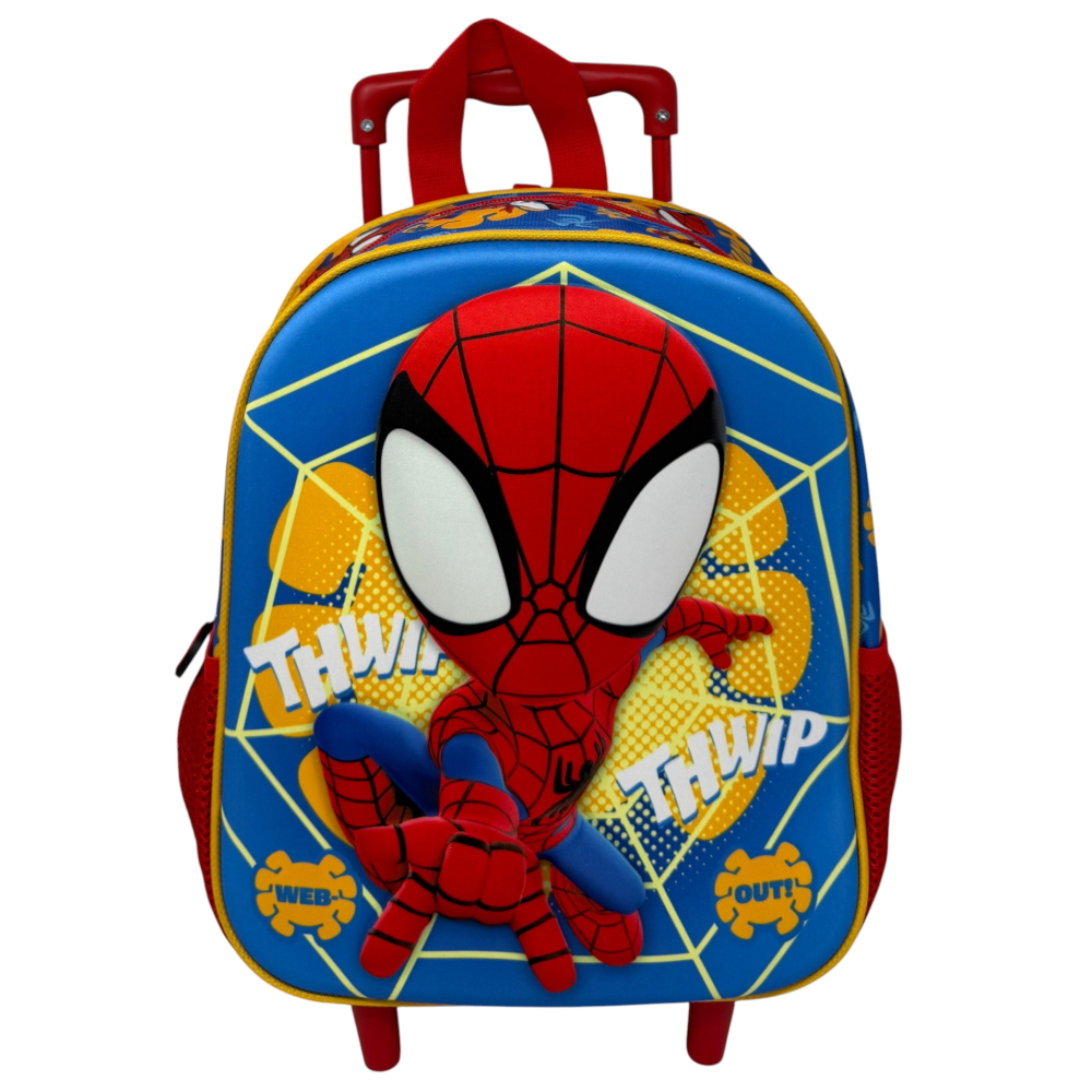 Zaino Asilo Trolley 3d Spidey MARVEL Zainetto 34 CM con Carrello per Scuola Materna - 09572
