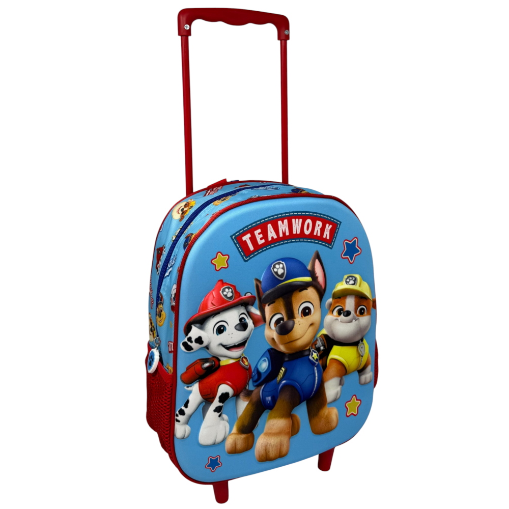 Zaino Asilo Trolley 3d Paw Patrol Zainetto 34 CM con Carrello per Scuola Materna - 09576