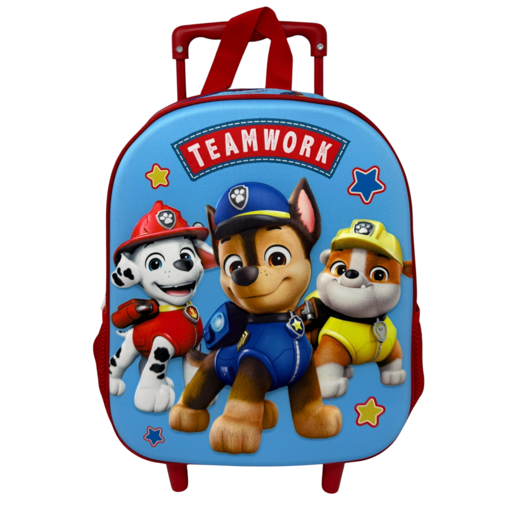 Zaino Asilo Trolley 3d Paw Patrol Zainetto 34 CM con Carrello per Scuola Materna - 09576