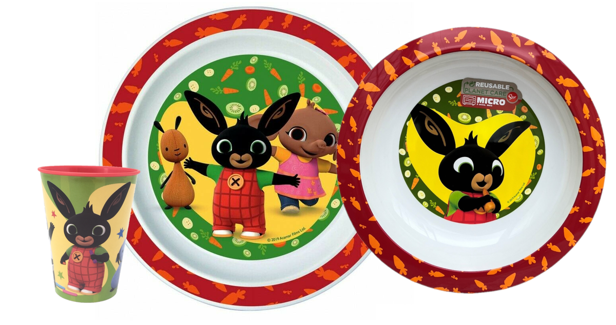 Set Pappa Bing Bunny Coniglietto 2 Piatti + Bicchiere Bambino - Bin19/3pz