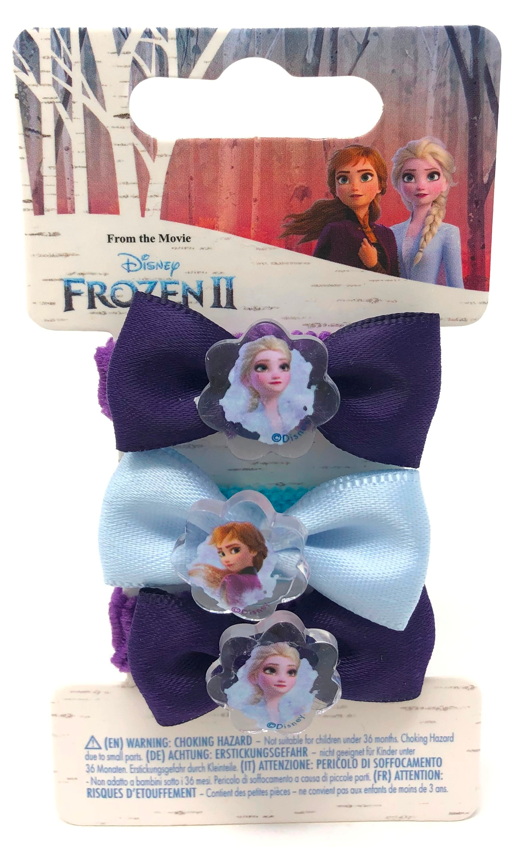 Accessori Capelli Frozen Elsa Anna DISNEY 3 Elastici Capelli con Fiocco su Backercard - 19386d72/4