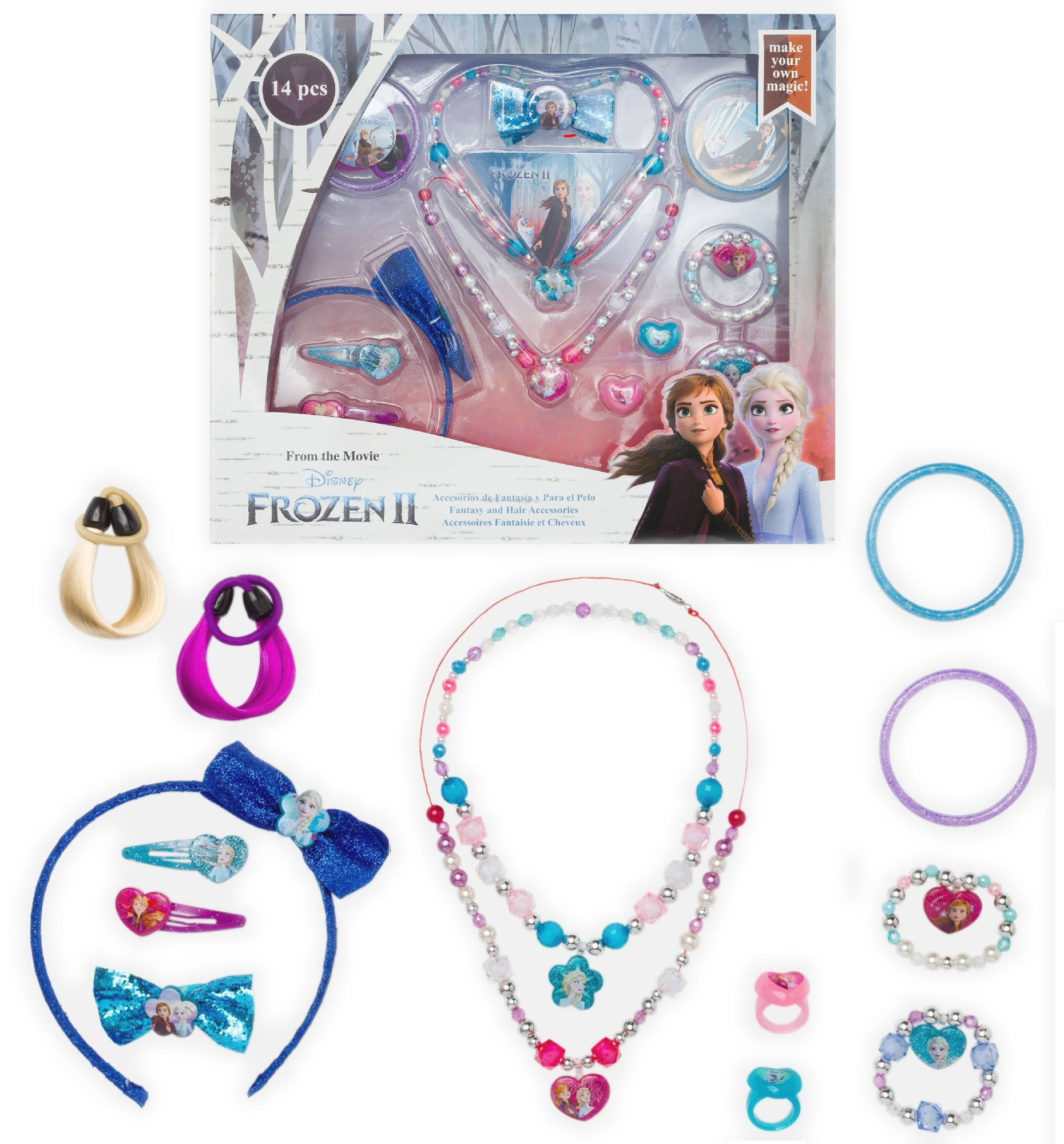 Accessori Capelli Frozen Ii  Elsa Anna Olaf DISNEY 14  Pezzi Confezione Regalo - Wd20547
