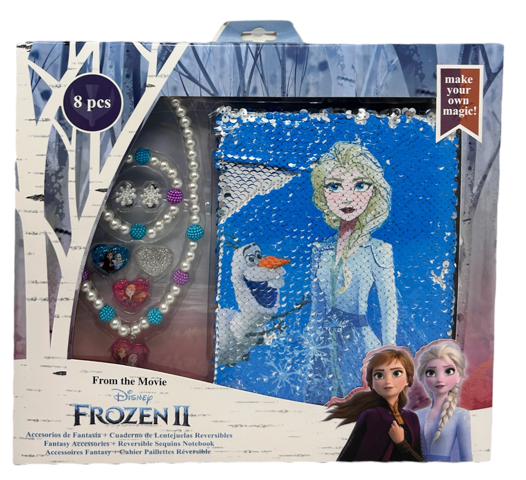 Diario Paillettes Frozen Ii Elsa Anna DISNEY + Accessori in Confezione Regalo  - Wd20565