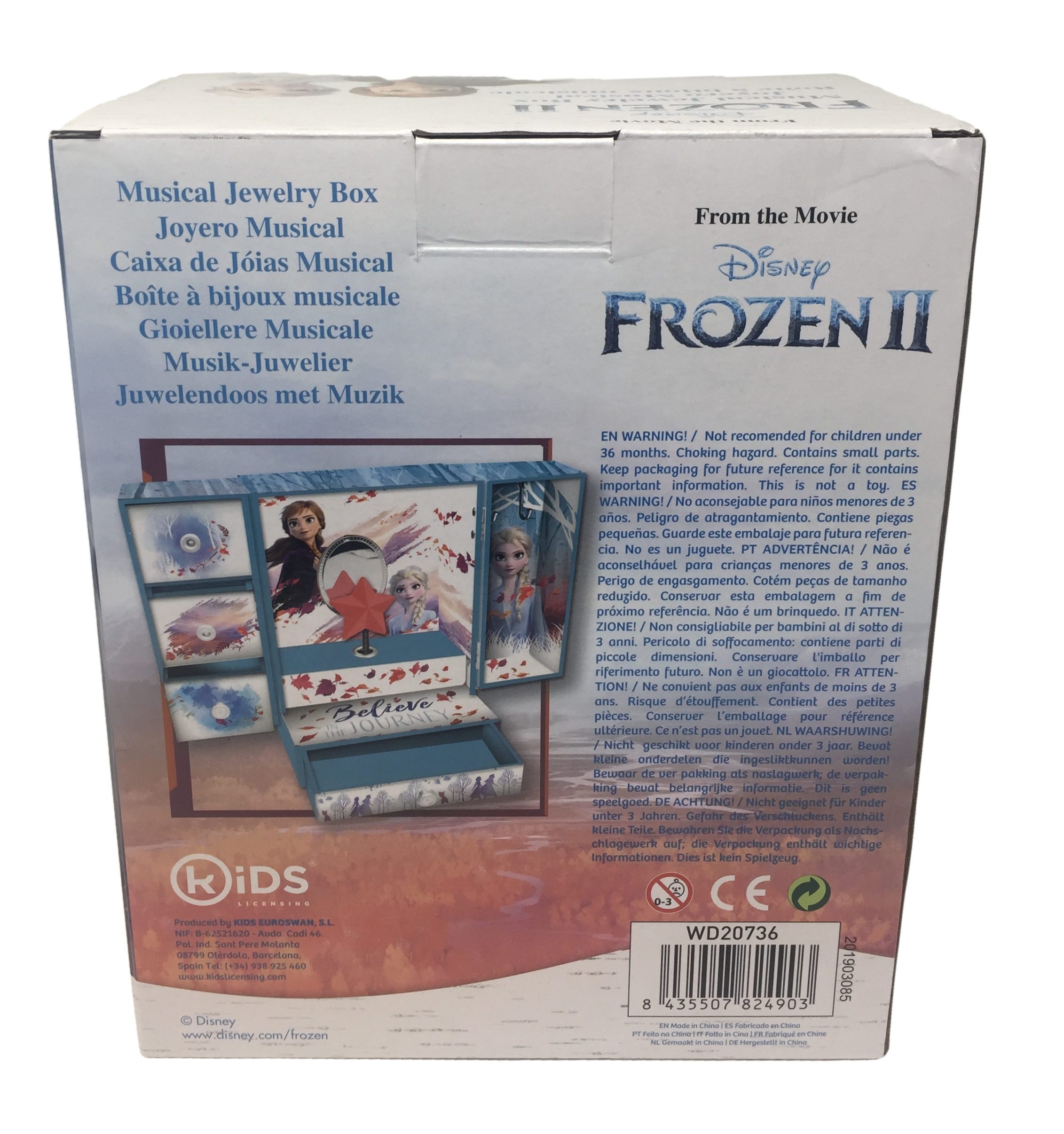 Portagioie Musicale Carillon Frozen Ii Elsa Anna DISNEY in Cartone - Wd20736