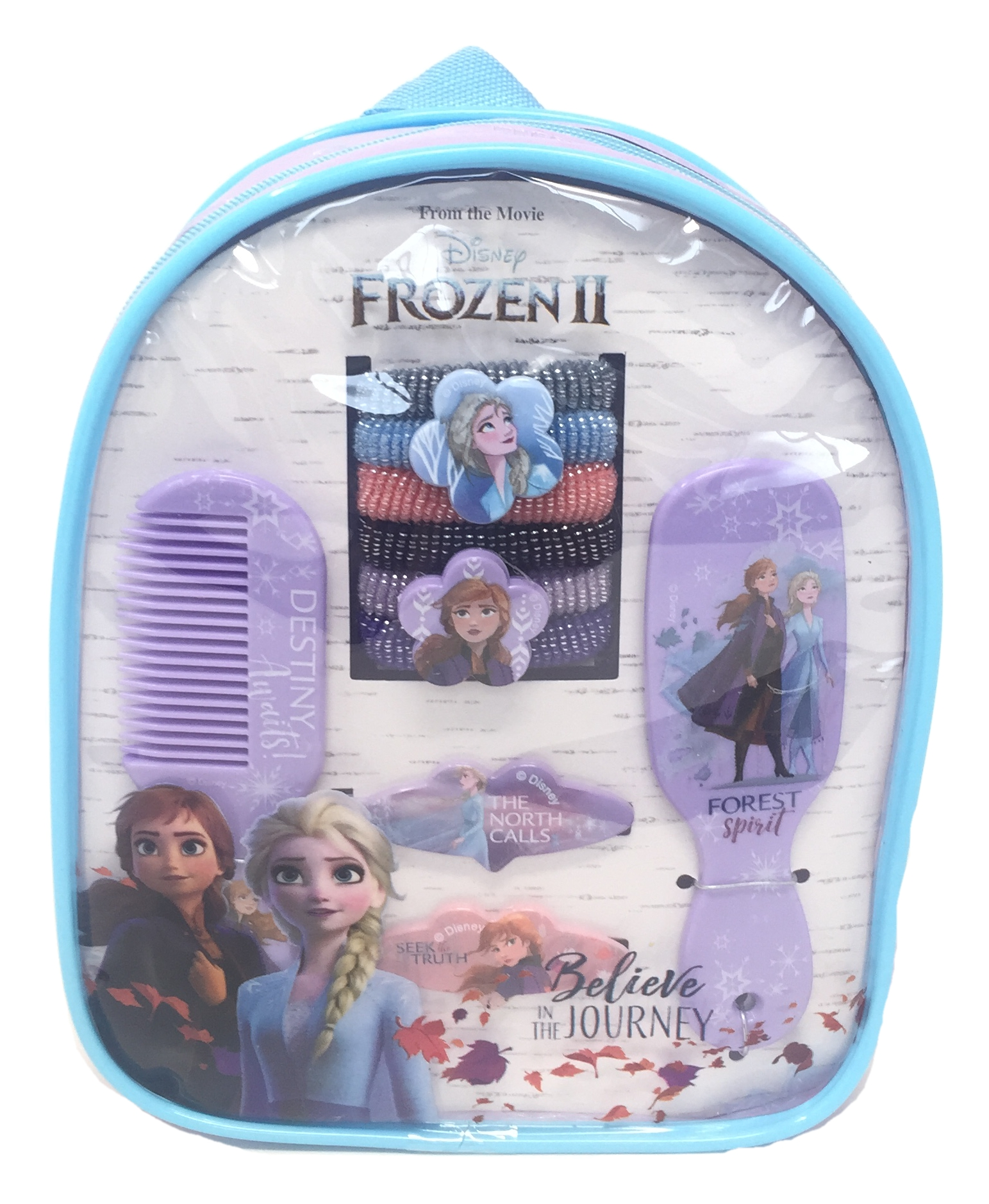 Accessori Capelli Frozen Ii Elsa Anna Disney: 1 Pettine-1 Spazzola-6 Codini-2 Clic-Clac - Wd20776