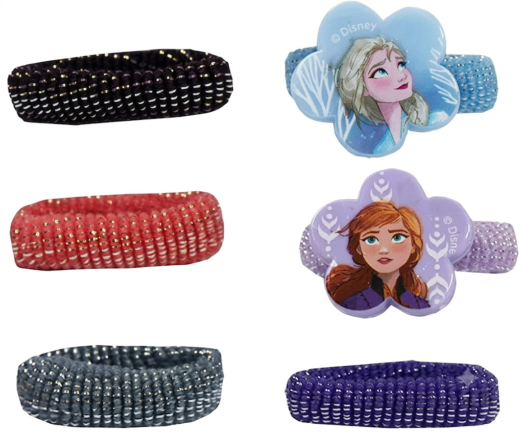Accessori Capelli Frozen Ii Elsa Anna Disney: 1 Pettine-1 Spazzola-6 Codini-2 Clic-Clac - Wd20776