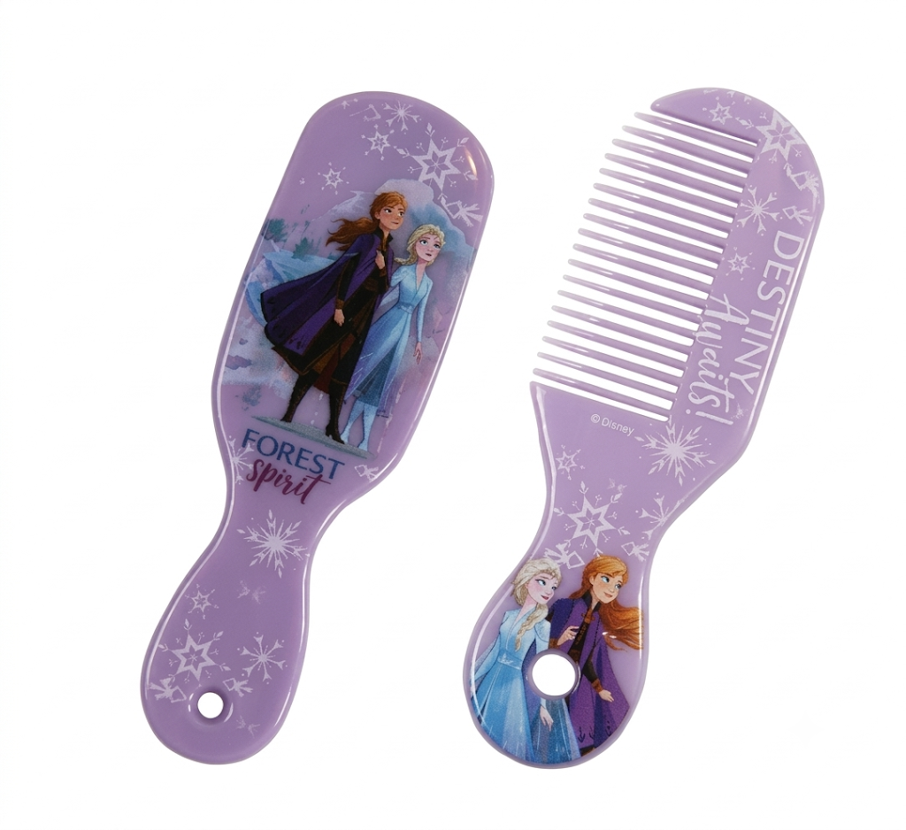 Accessori Capelli Frozen Ii Elsa Anna Disney: 1 Pettine-1 Spazzola-6 Codini-2 Clic-Clac - Wd20776