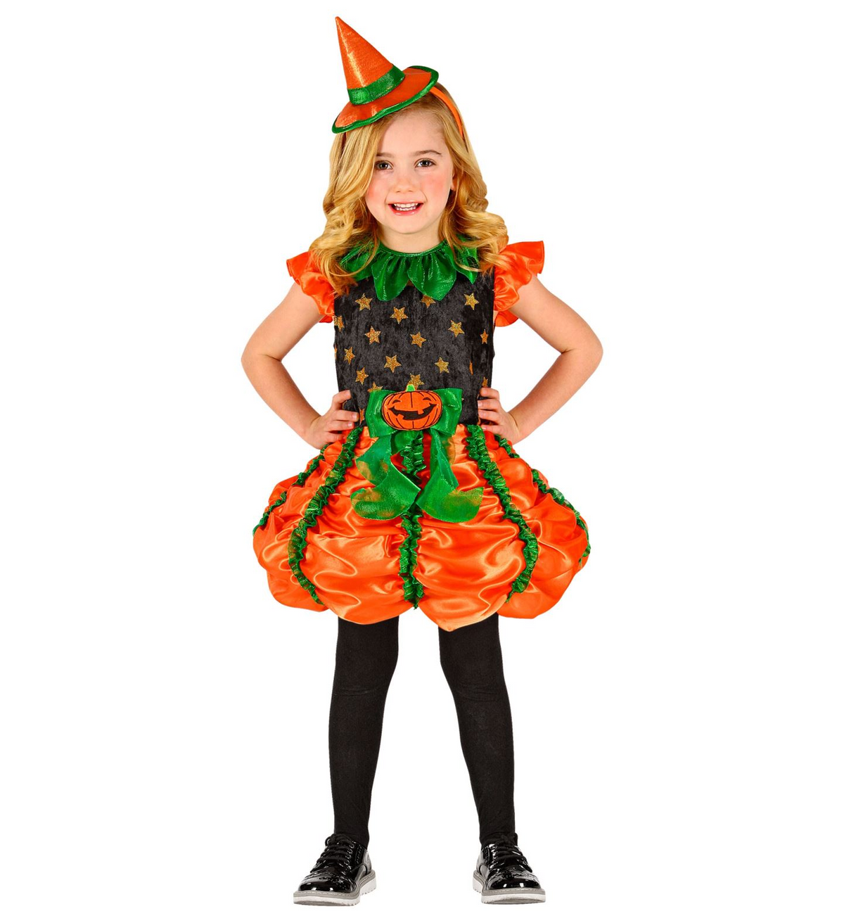 Costume con Accessori Strega Zucca Scopa con Fili di Lamé Travestimento Halloween Bambina 4/5 Anni - 0185+52776