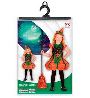 Costume con Accessori Strega Zucca Scopa con Fili di Lamé Travestimento Halloween Bambina 4/5 Anni - 0185+52776