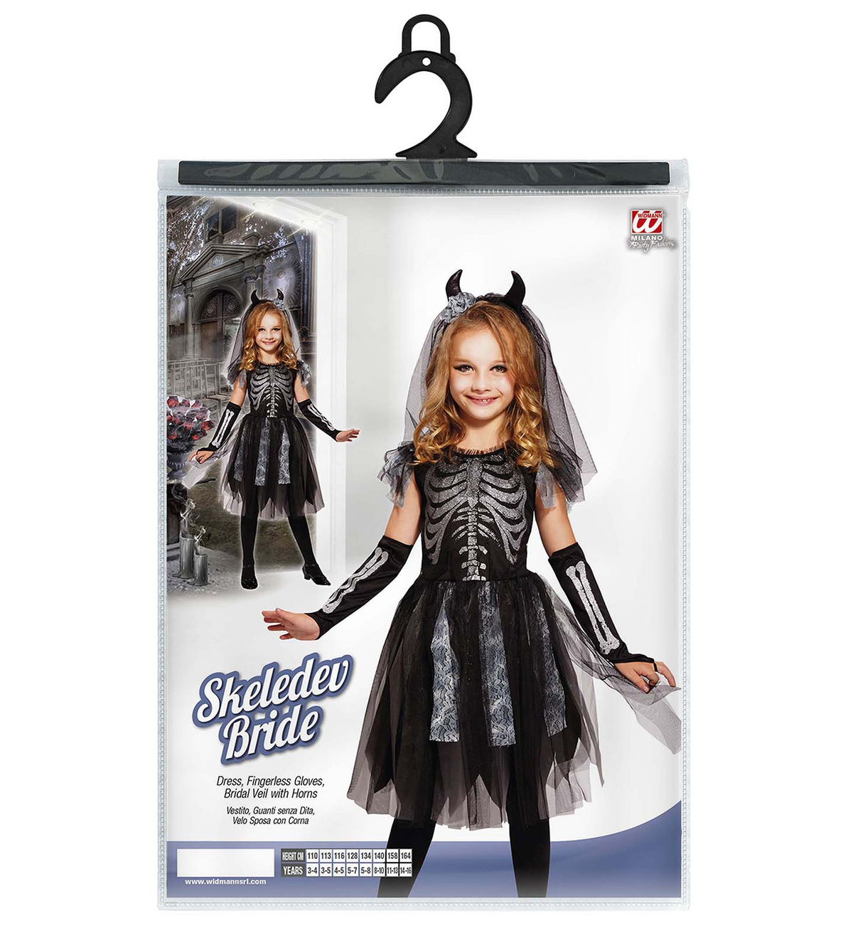 Costume Vestito Abito Travestimento Carnevale Halloween Cosplay Bambina Sposa Scheletro - 0748