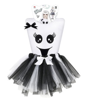 Costume Vestito Abito Travestimento Carnevale Halloween Cosplay Bambina- Fantasma - 9653