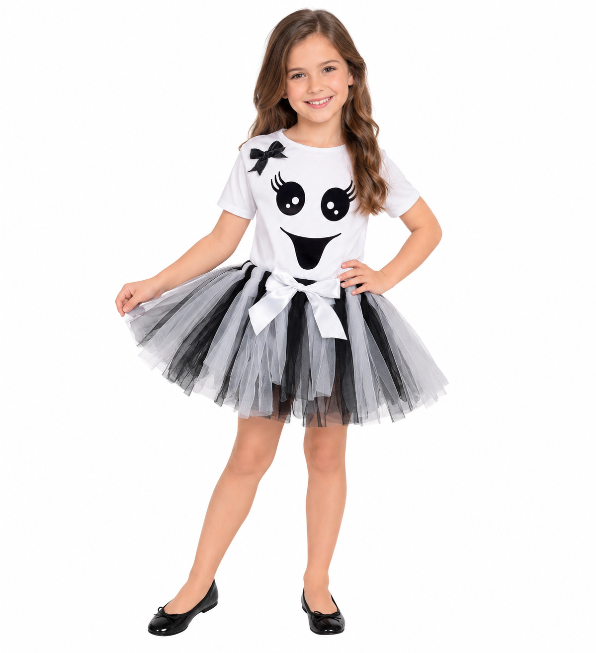 Costume Vestito Abito Travestimento Carnevale Halloween Cosplay Bambina- Fantasma - 9653