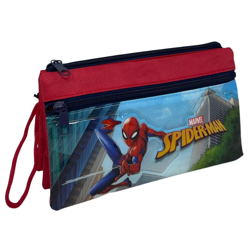 Tombolino Spiderman MARVEL 3 Scomparti Bustina Astuccio Portacolori 22 CM - Sp1337