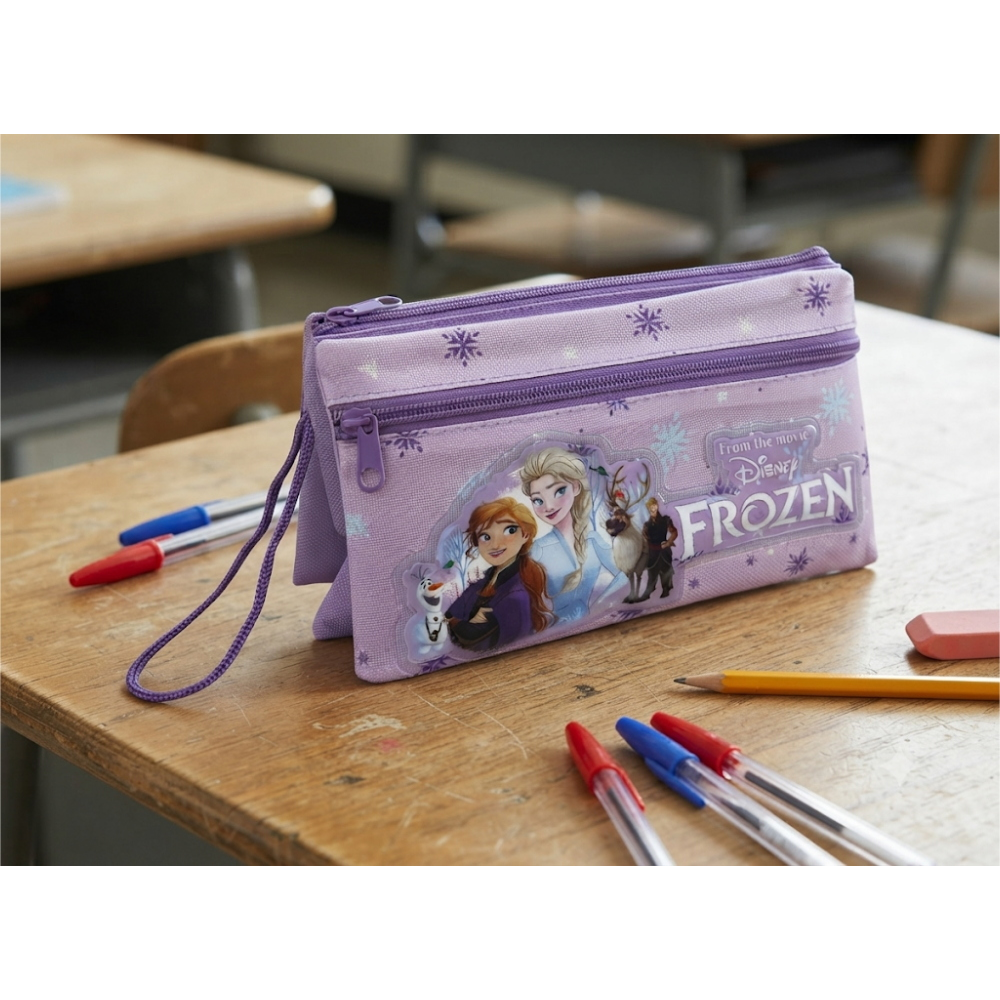 Tombolino Frozen DISNEY 3 Scomparti Bustina Astuccio Portacolori 22 CM - Fr1337