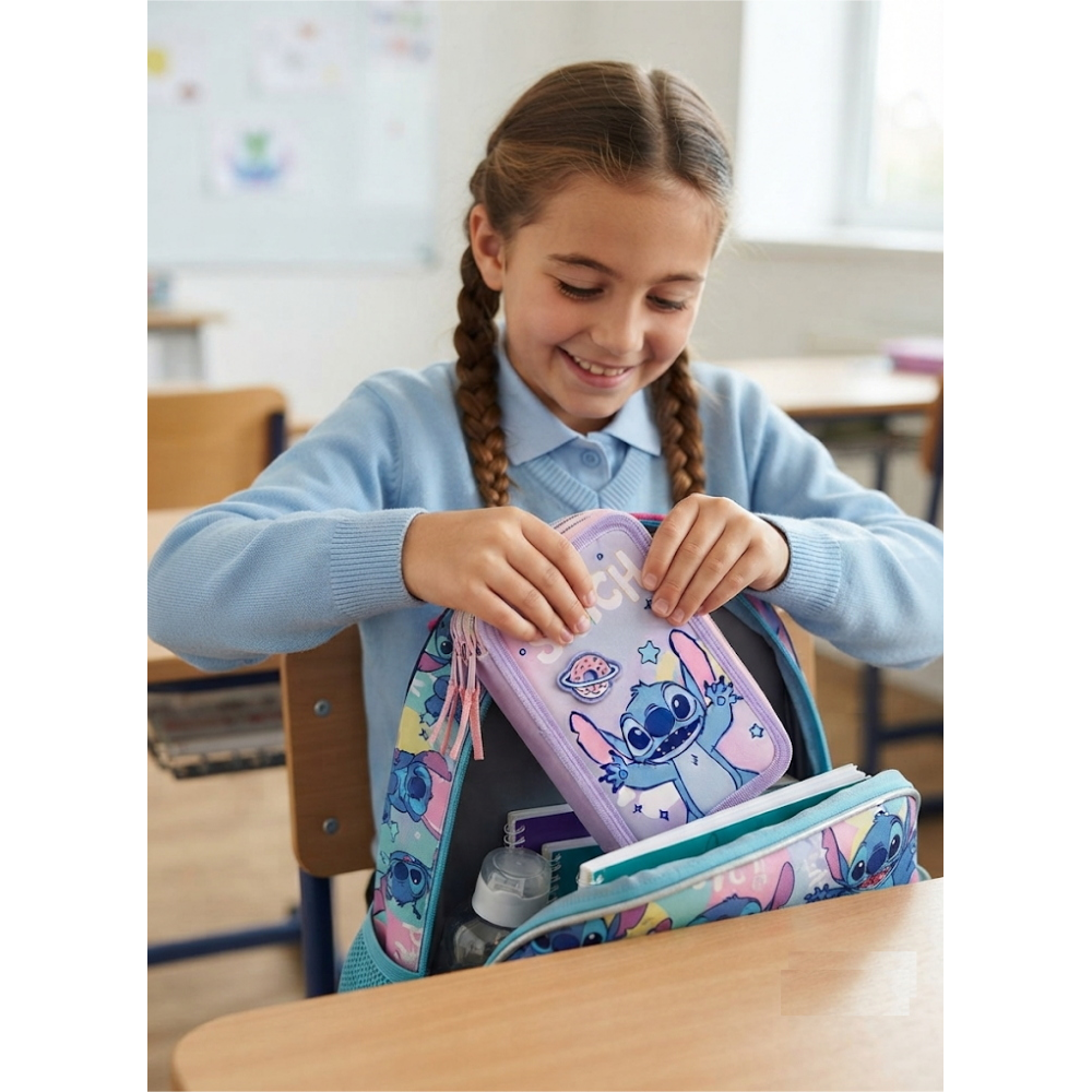 Astuccio Scuola Stitch DISNEY Multiscomparto 3 Zip Portacolori Giotto - 1652