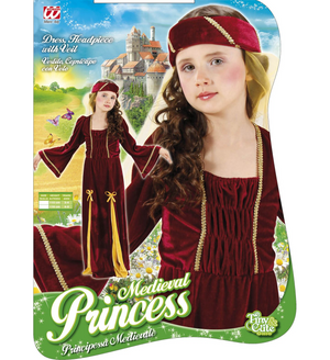 Costume Vestito Abito Travestimento Carnevale Bambina Principessa Medievale - 1252m