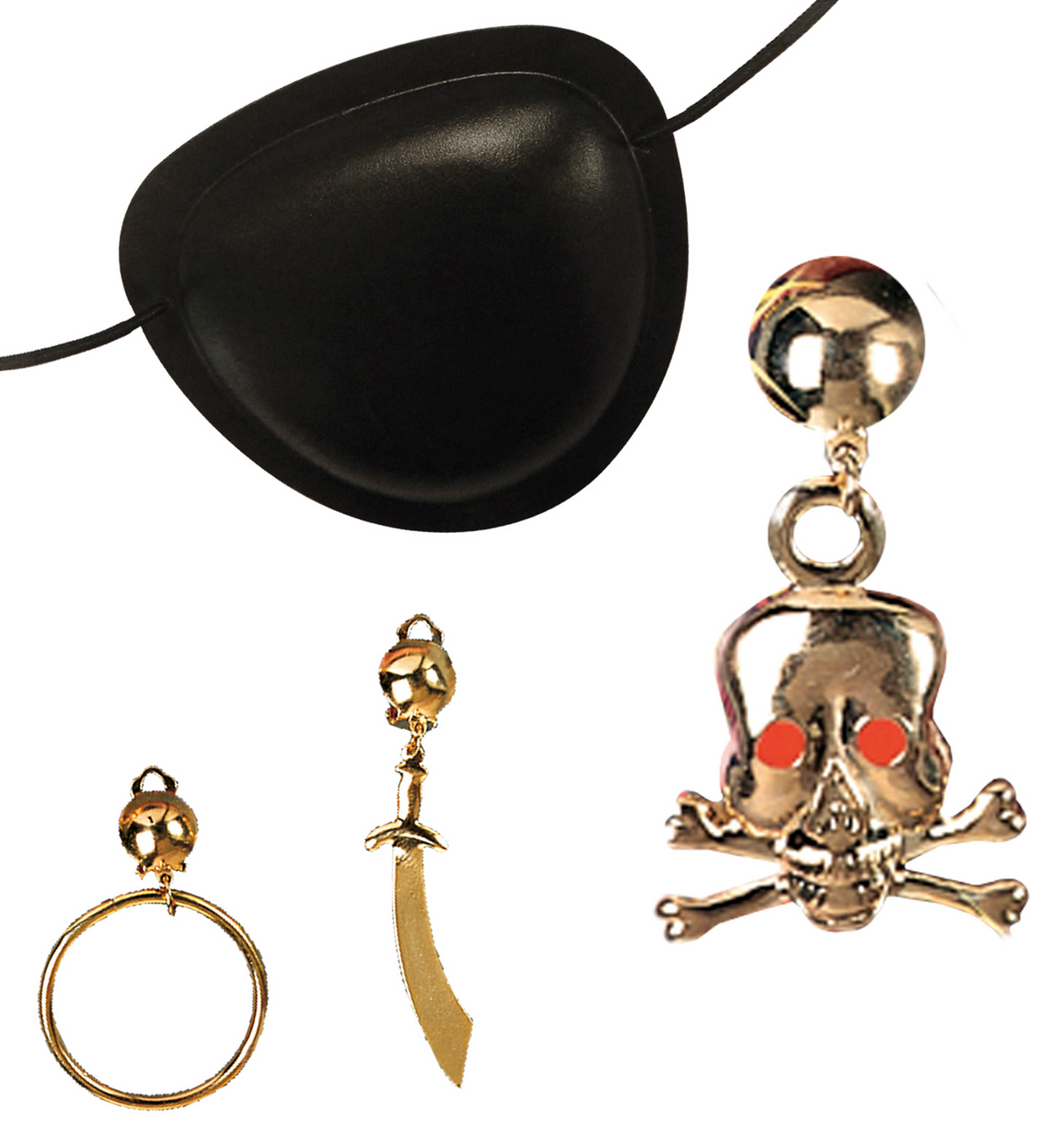 Set Pirata - Benda per Occhio e Orecchino - Accessori Abito Vestito Carnevale Bambino