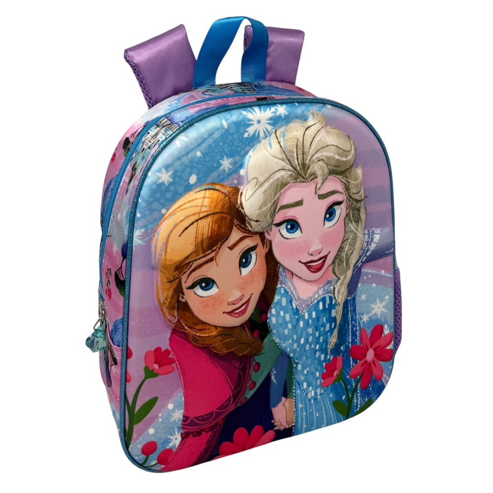 Zaino Asilo 3d Frozen DISNEY Borsa 31 CM con Charm Cristallo e Tasca Laterale - 09582