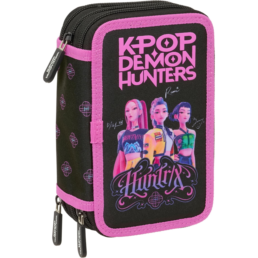 Astuccio 3 Zip Scuola Huntrix Kpop Demon Hunters Multiscomparto Portacolori - 8857