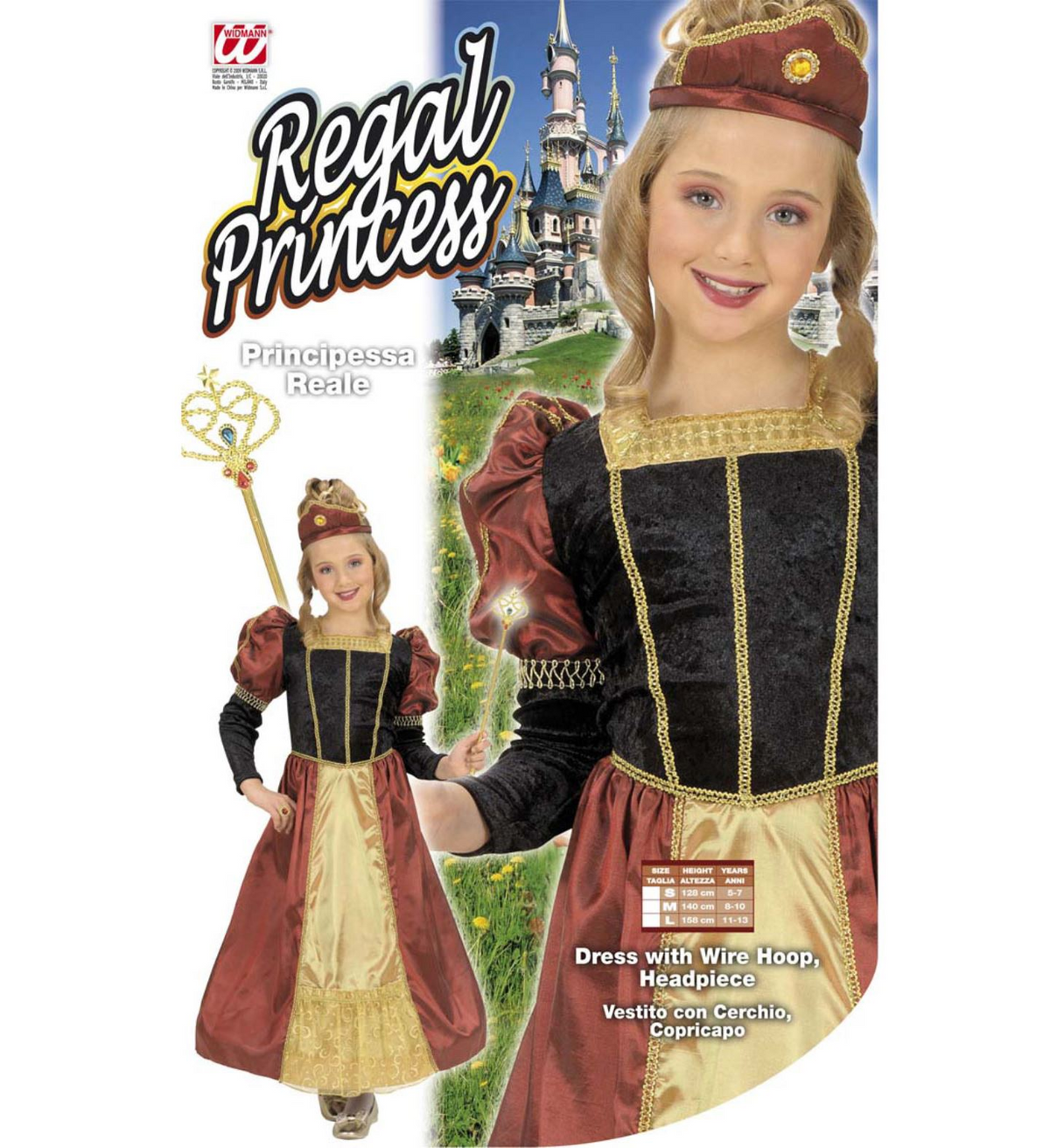 Costume Vestito Abito Travestimento Carnevale Bambina Principessa Reale - 5867